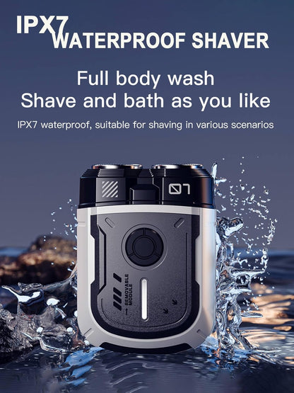 Mini Electric Shaver, Portable Travel Razor for Men, Dual Rotary Blades IPX7 Waterproof Cordless USB Type C Rechargeable Face Shavers