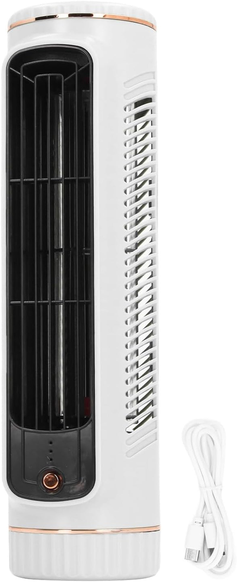 Bladeless Tower Fan Desktop Portable Cooler Fan, Tor Fan Quiet Rechargeable Standing Cooling Fan 3 Speeds Adjustable, 10.5In Bladeless Fan, Stand Fan for Home Bedroom Table Cooling Fan (White)