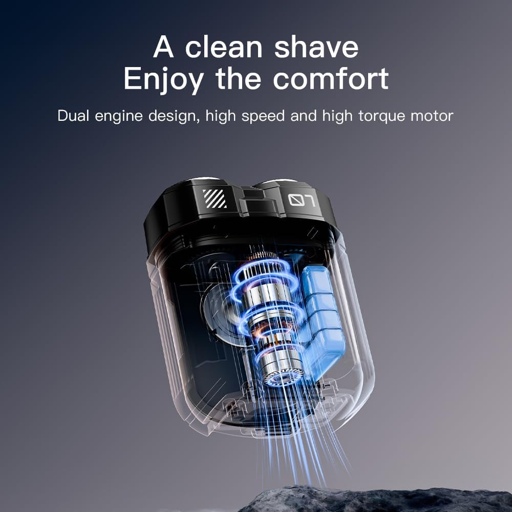 Mini Electric Shaver, Portable Travel Razor for Men, Dual Rotary Blades IPX7 Waterproof Cordless USB Type C Rechargeable Face Shavers