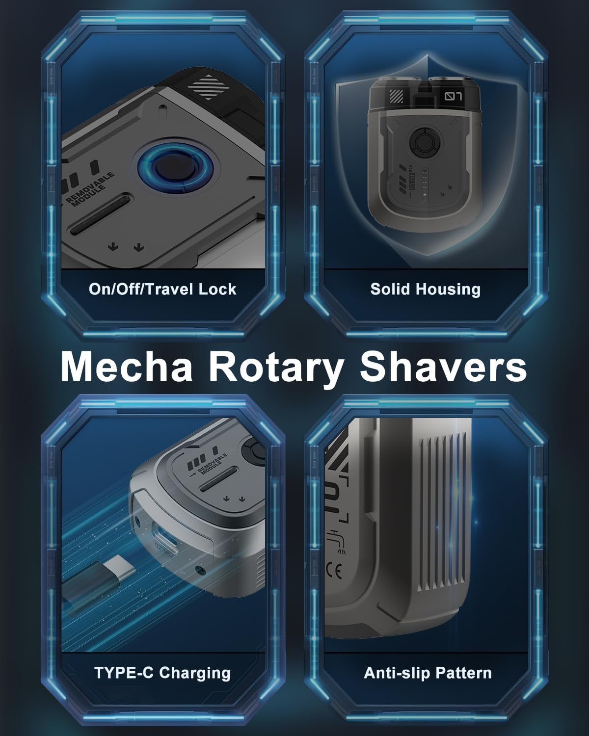 Mini Electric Shaver, Portable Travel Razor for Men, Dual Rotary Blades IPX7 Waterproof Cordless USB Type C Rechargeable Face Shavers
