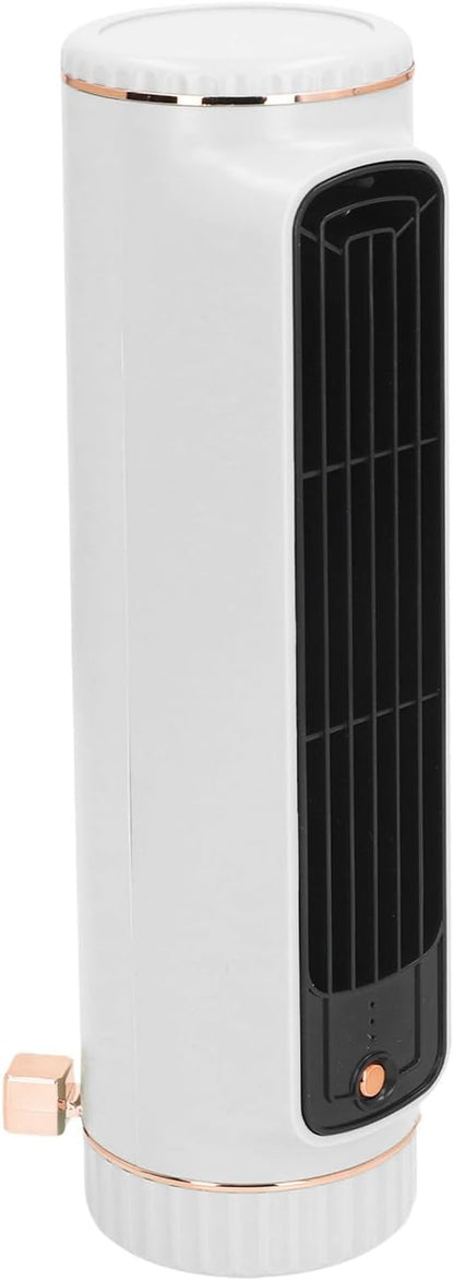 Bladeless Tower Fan Desktop Portable Cooler Fan, Tor Fan Quiet Rechargeable Standing Cooling Fan 3 Speeds Adjustable, 10.5In Bladeless Fan, Stand Fan for Home Bedroom Table Cooling Fan (White)