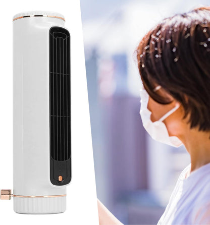 Bladeless Tower Fan Desktop Portable Cooler Fan, Tor Fan Quiet Rechargeable Standing Cooling Fan 3 Speeds Adjustable, 10.5In Bladeless Fan, Stand Fan for Home Bedroom Table Cooling Fan (White)