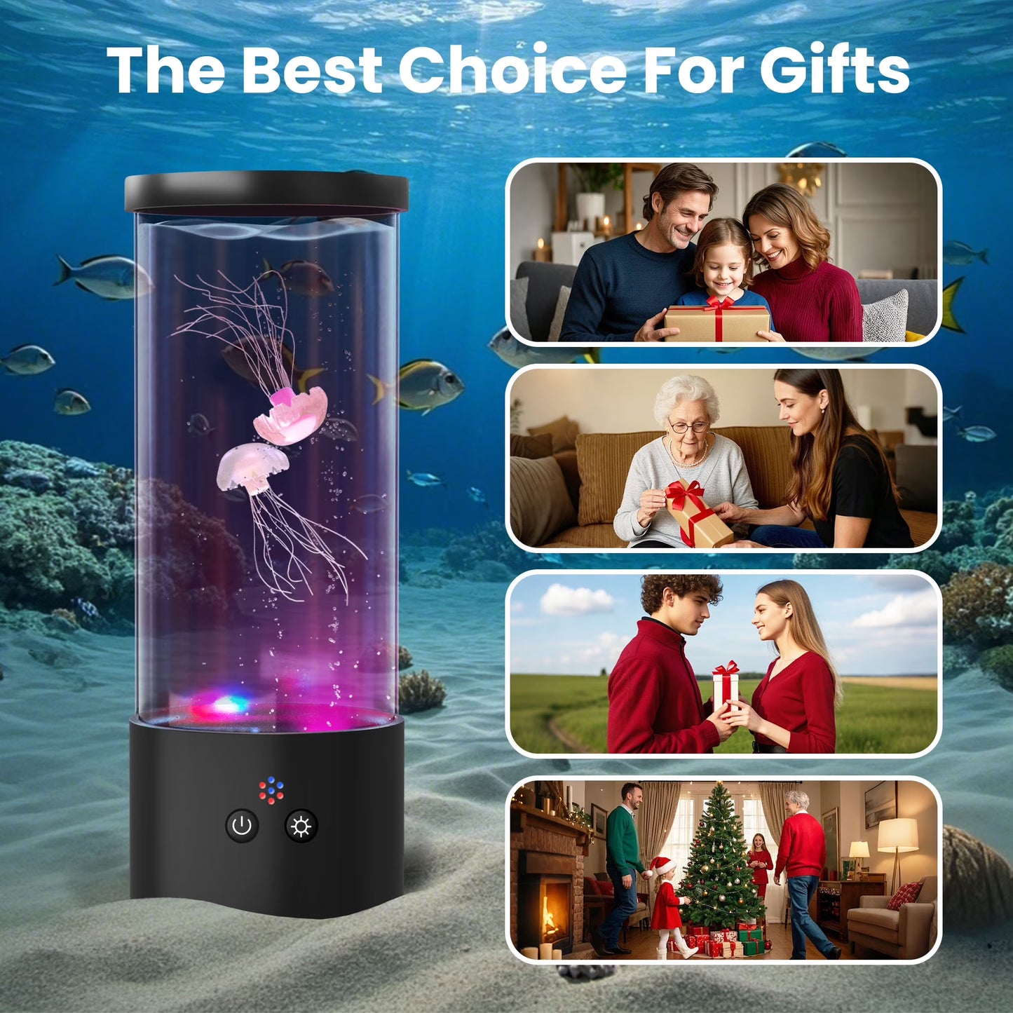 RGB Electric Jellyfish Night Light Lamp with Many Color Changing and Motion Effects, Home Deco for Room Mood Light for Relax