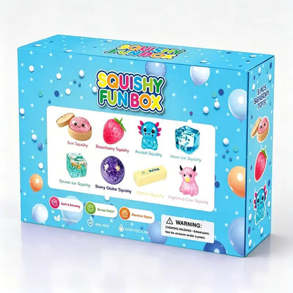 8-Piece Set Squishy Box,Malt Sugar Stress Relief Fidget Toys, Sensory Bundle, Creative Slow-Return Squishy, Party Gift, 8 Different Styles