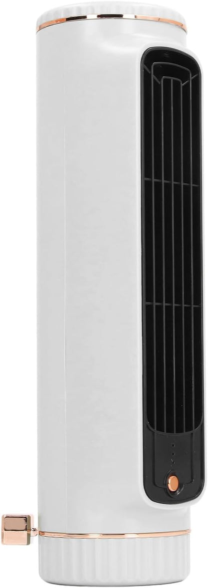 Bladeless Tower Fan Desktop Portable Cooler Fan, Tor Fan Quiet Rechargeable Standing Cooling Fan 3 Speeds Adjustable, 10.5In Bladeless Fan, Stand Fan for Home Bedroom Table Cooling Fan (White)
