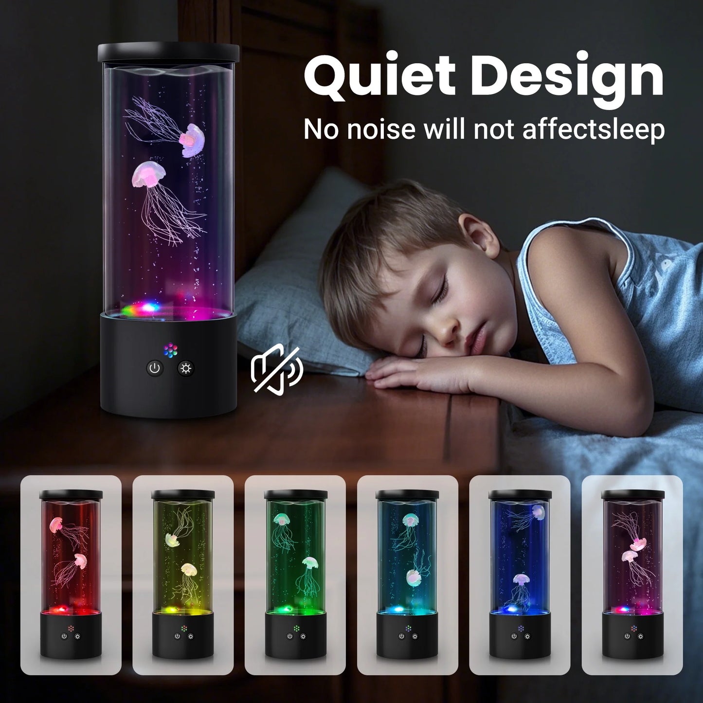 RGB Electric Jellyfish Night Light Lamp with Many Color Changing and Motion Effects, Home Deco for Room Mood Light for Relax