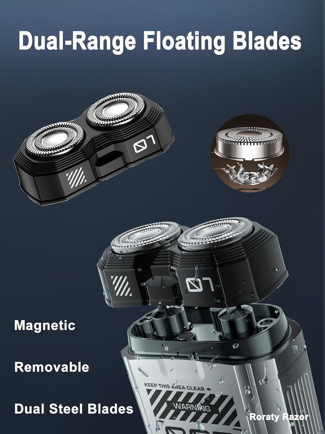 Mini Electric Shaver, Portable Travel Razor for Men, Dual Rotary Blades IPX7 Waterproof Cordless USB Type C Rechargeable Face Shavers