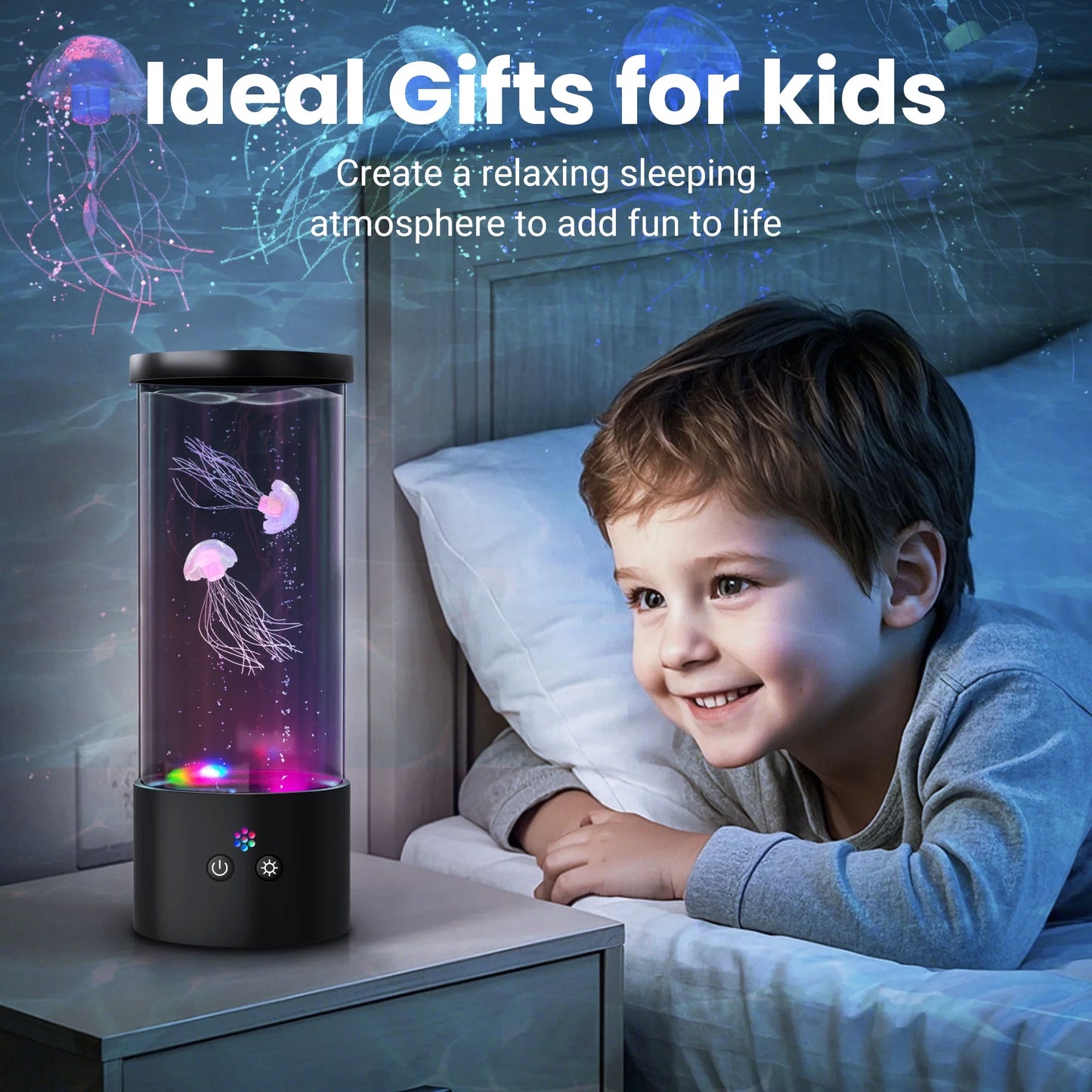 RGB Electric Jellyfish Night Light Lamp with Many Color Changing and Motion Effects, Home Deco for Room Mood Light for Relax
